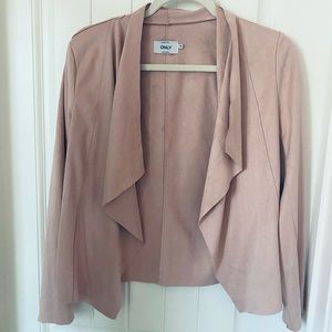 Faux suede short blazer blush pink